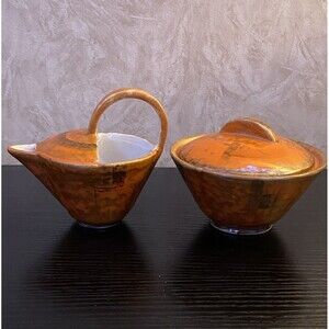 Vintage Tokio Creamer and lidded sugar bowl set pottery Japan 1920's